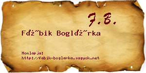 Fábik Boglárka névjegykártya